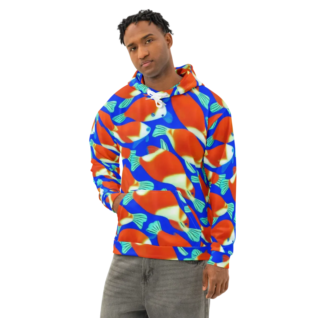 Electric Koi on Cotton Hoodie — Left Front