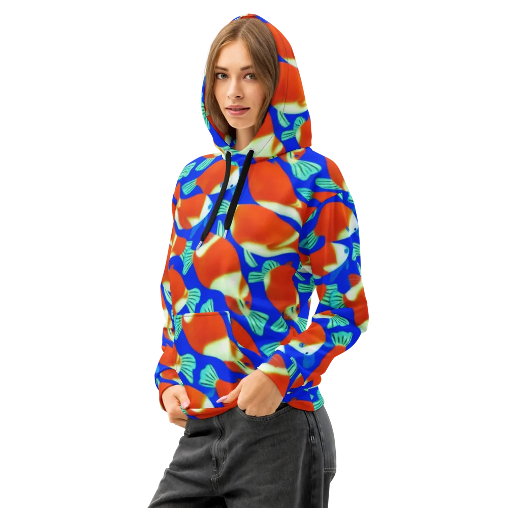 Electric Koi on Cotton Hoodie — Left Front