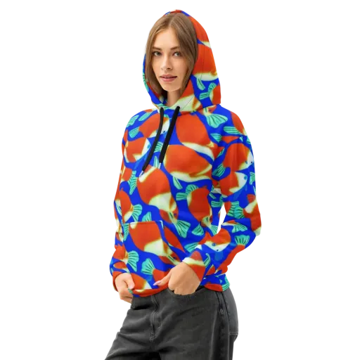 Electric Koi on a Cotton Hoodie