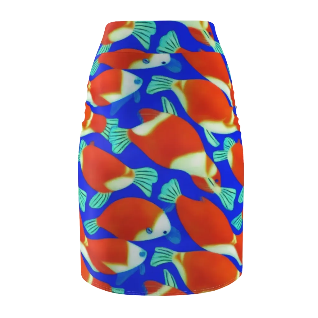 Electric Koi on Pencil Skirt — Back
