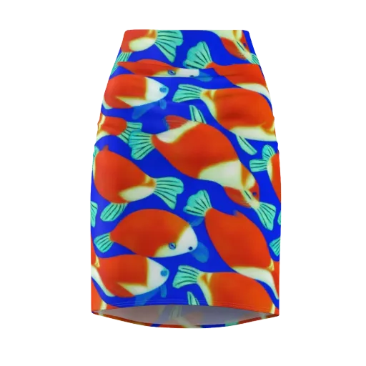 Electric Koi on a Pencil Skirt
