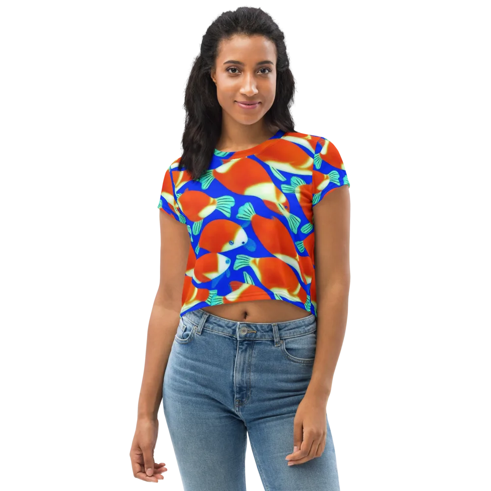Electric Koi on Crop Tee — Front