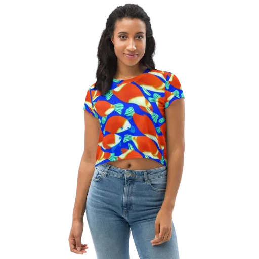 Electric Koi on a Crop Tee