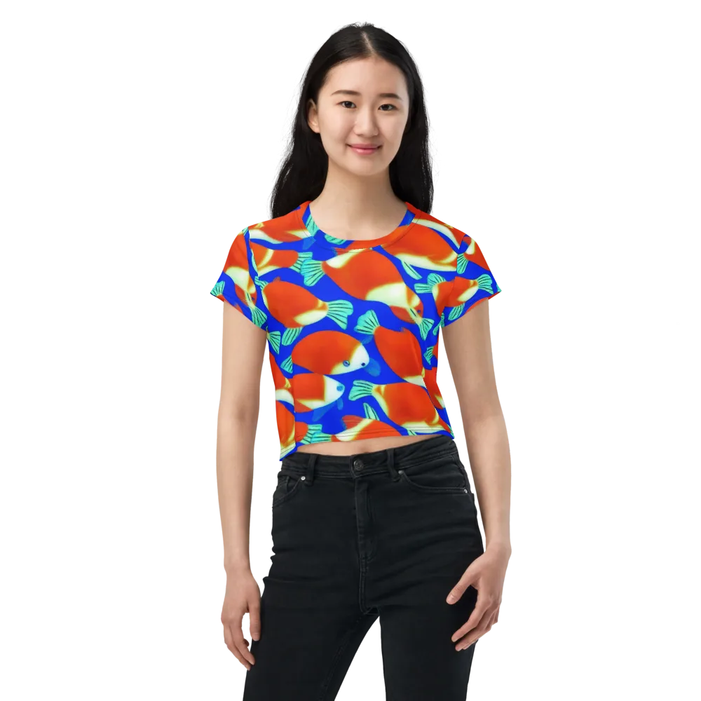 Electric Koi on Crop Tee — Front