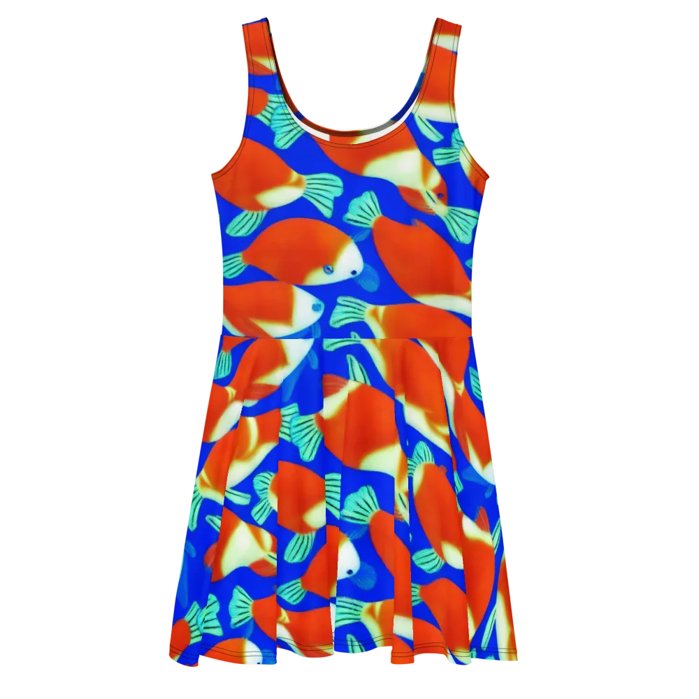 Electric Koi on Skater Dress — Front