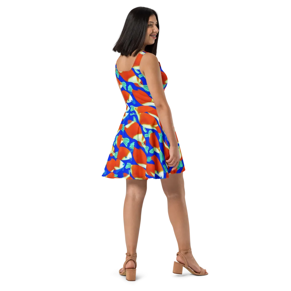 Electric Koi on Skater Dress — Right