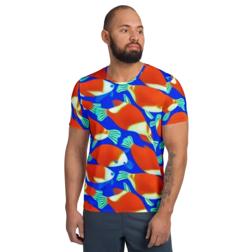 Electric Koi on a Men's Athletic T-Shirt