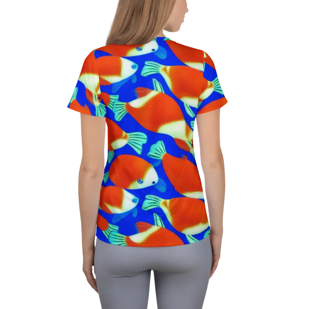 Electric Koi on Women's Athletic T-Shirt — Back