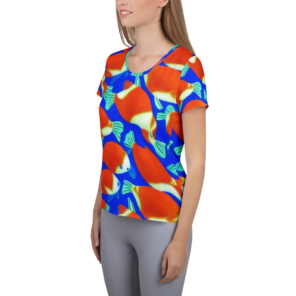 Electric Koi on Women's Athletic T-Shirt — Left