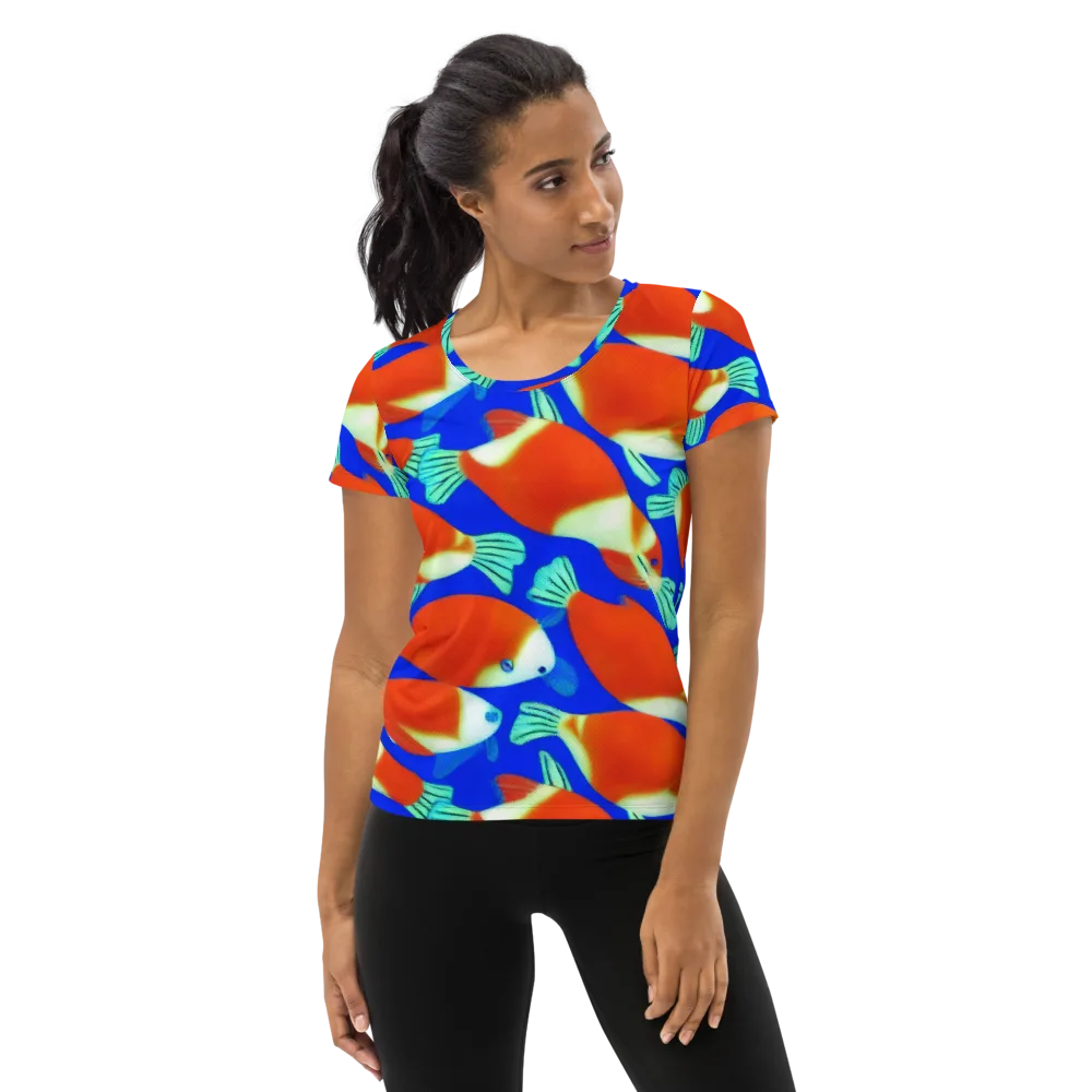 Electric Koi on Women's Athletic T-Shirt — Front