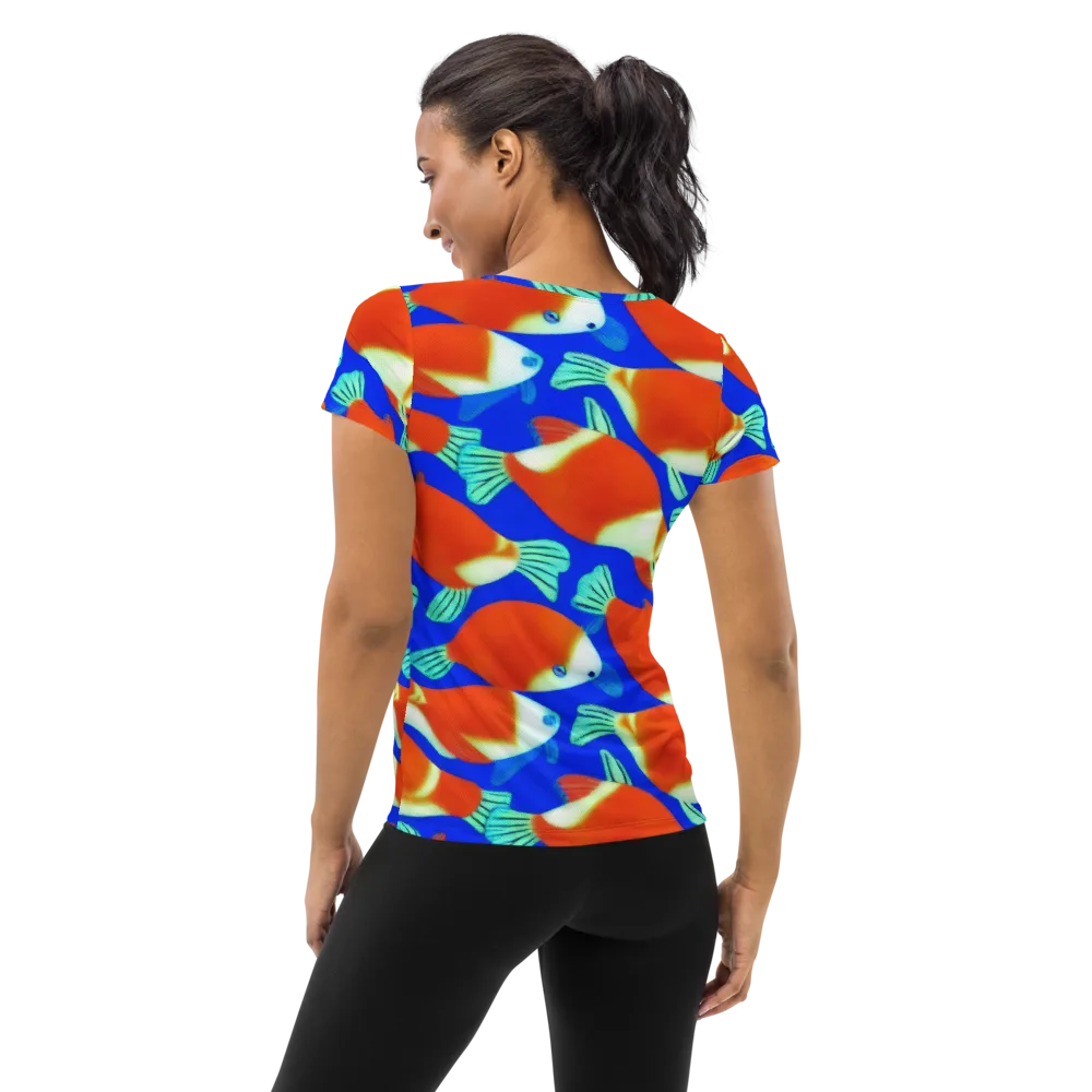 Electric Koi on Women's Athletic T-Shirt — Back