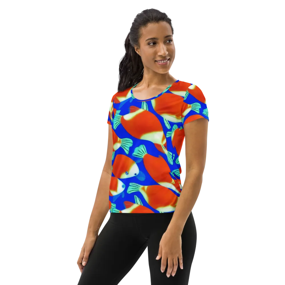 Electric Koi on Women's Athletic T-Shirt — Left