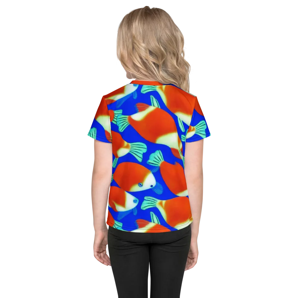 Electric Koi on Kids Crew Neck T-Shirt — Back