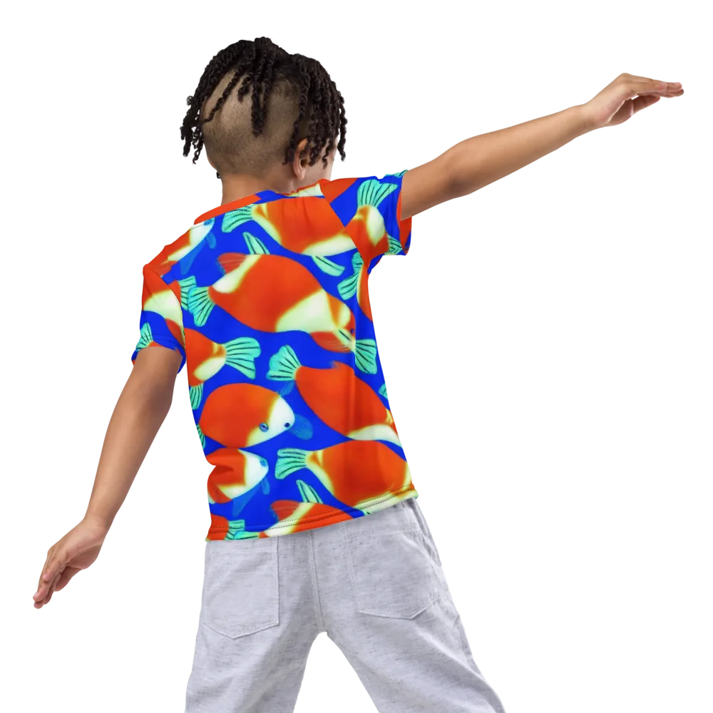 Electric Koi on Kids Crew Neck T-Shirt — Back
