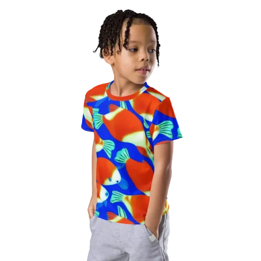 Electric Koi on a Kids Crew Neck T-Shirt