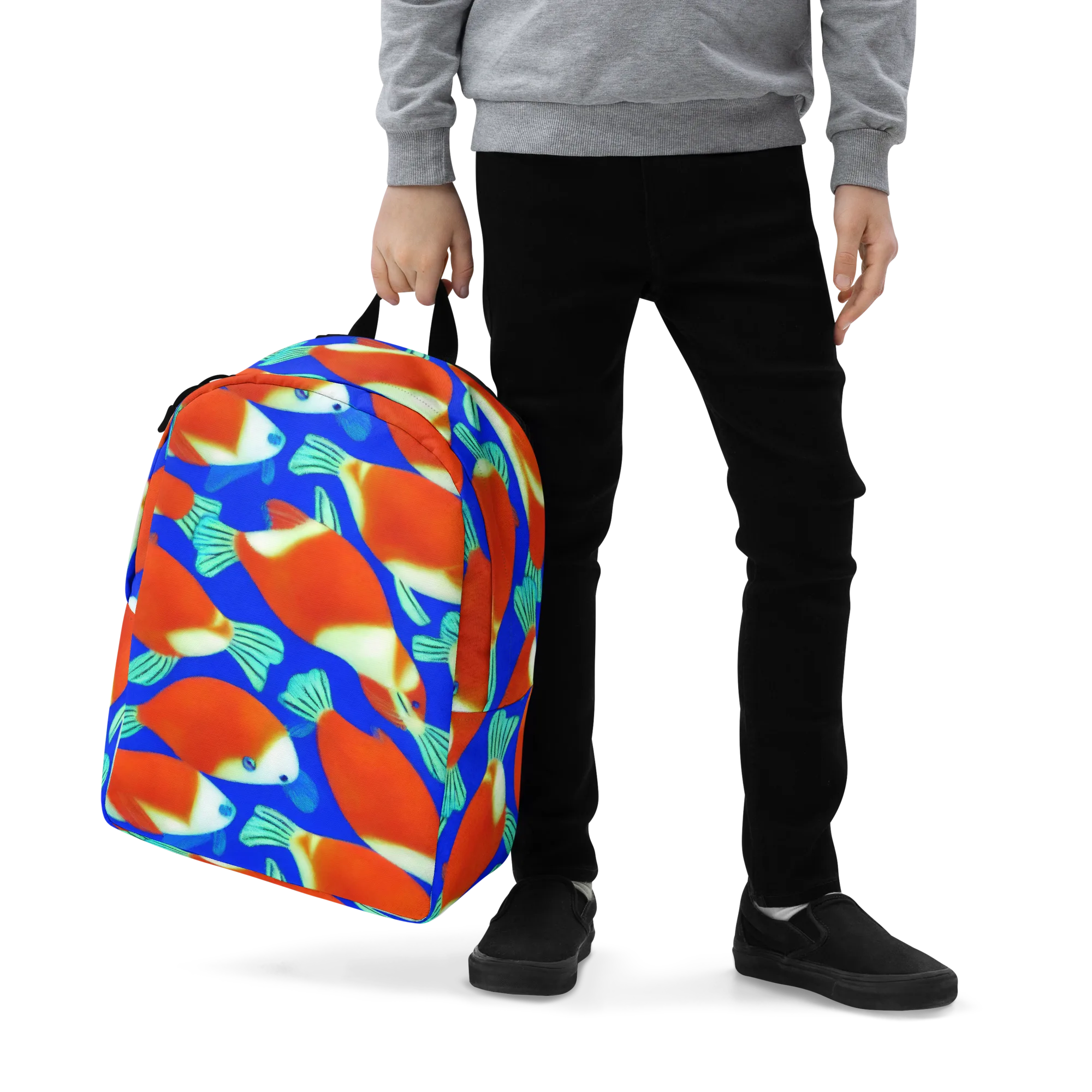Electric Koi on Minimalist Backpack — Zoomed-in