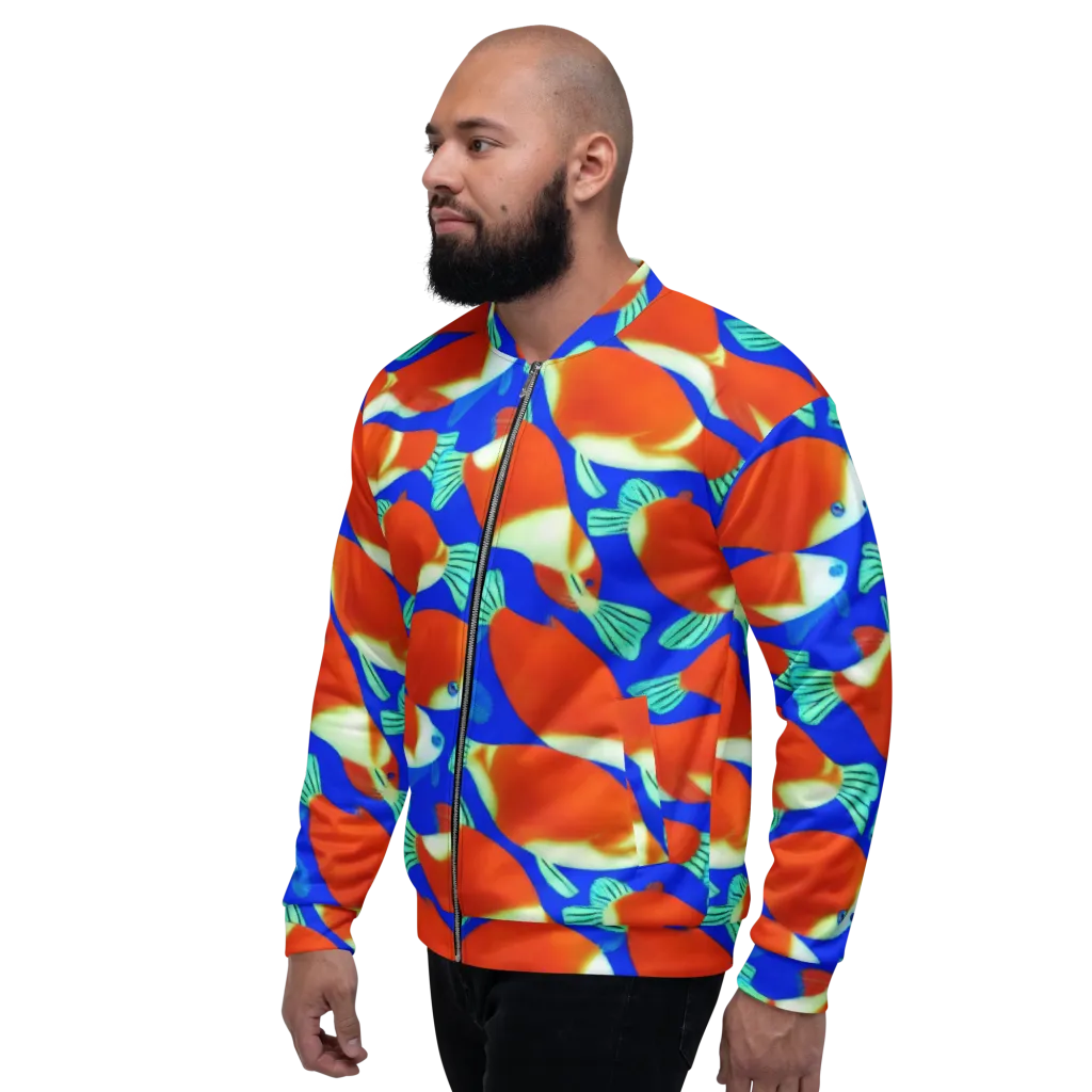 Electric Koi on Bomber Jacket — Left