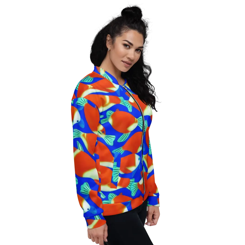 Electric Koi on Bomber Jacket — Right