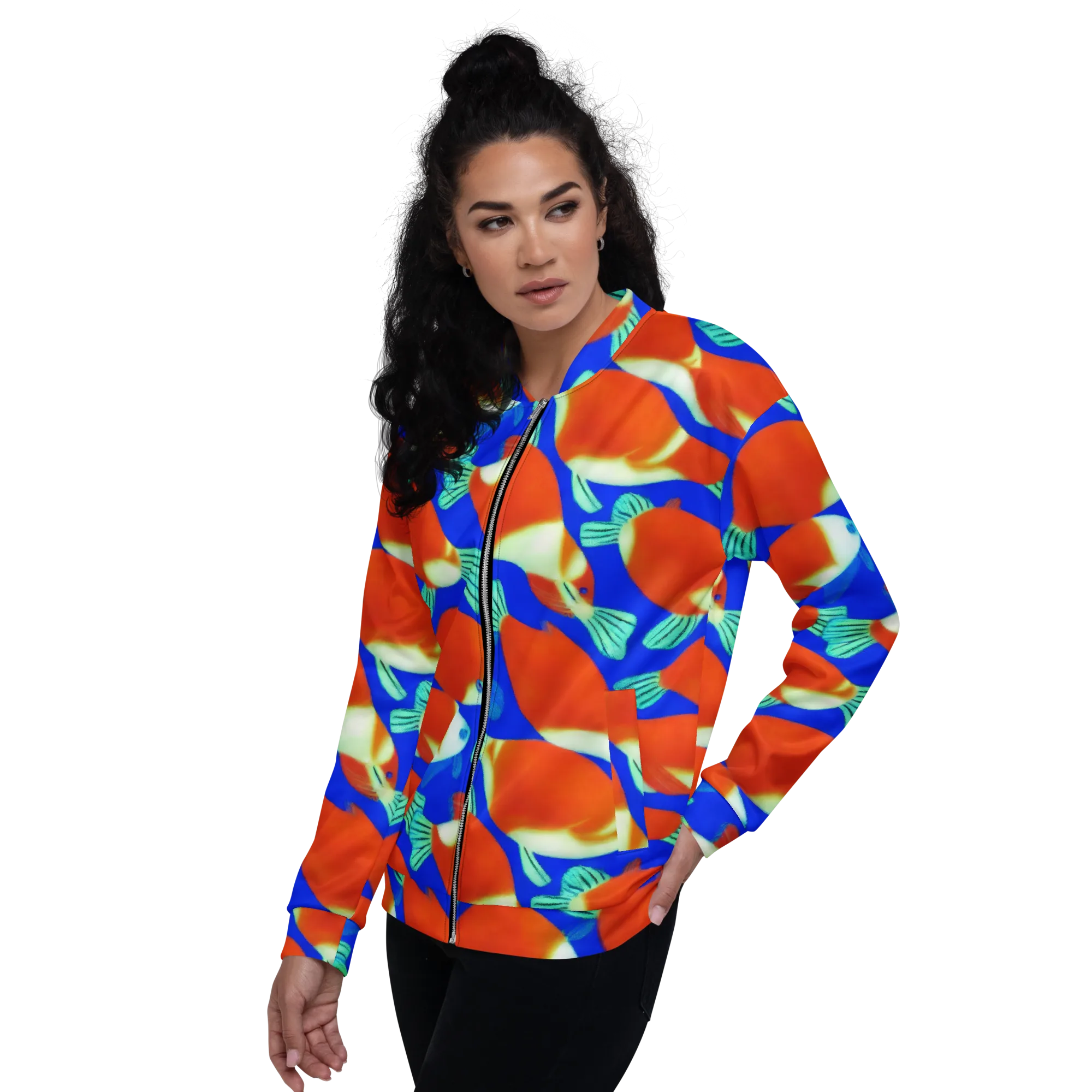 Electric Koi on Bomber Jacket — Left