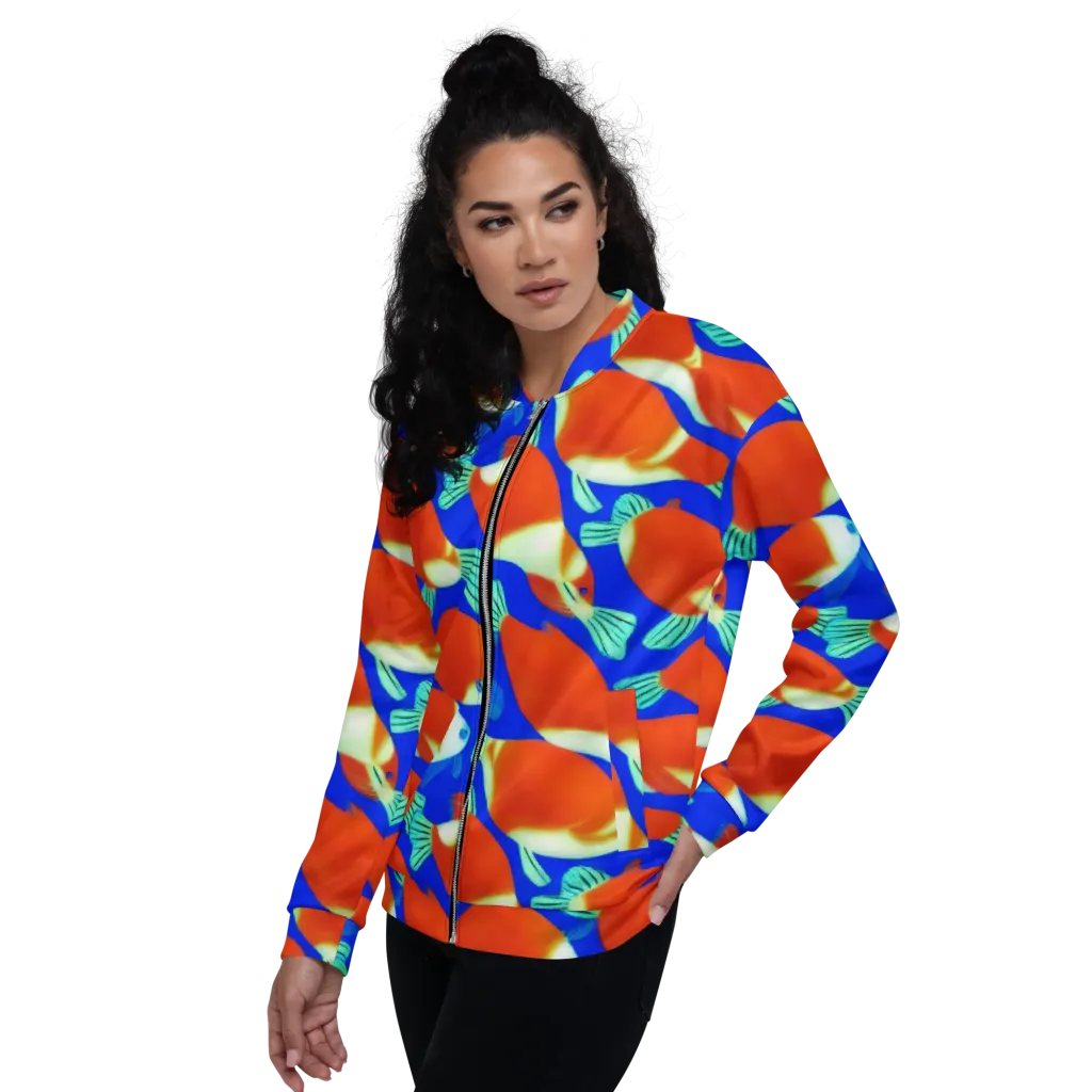 Electric Koi on Bomber Jacket — Left