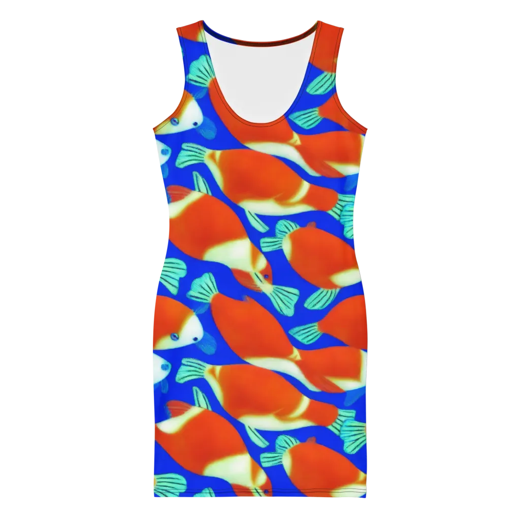 Electric Koi on Bodycon Dress — Front
