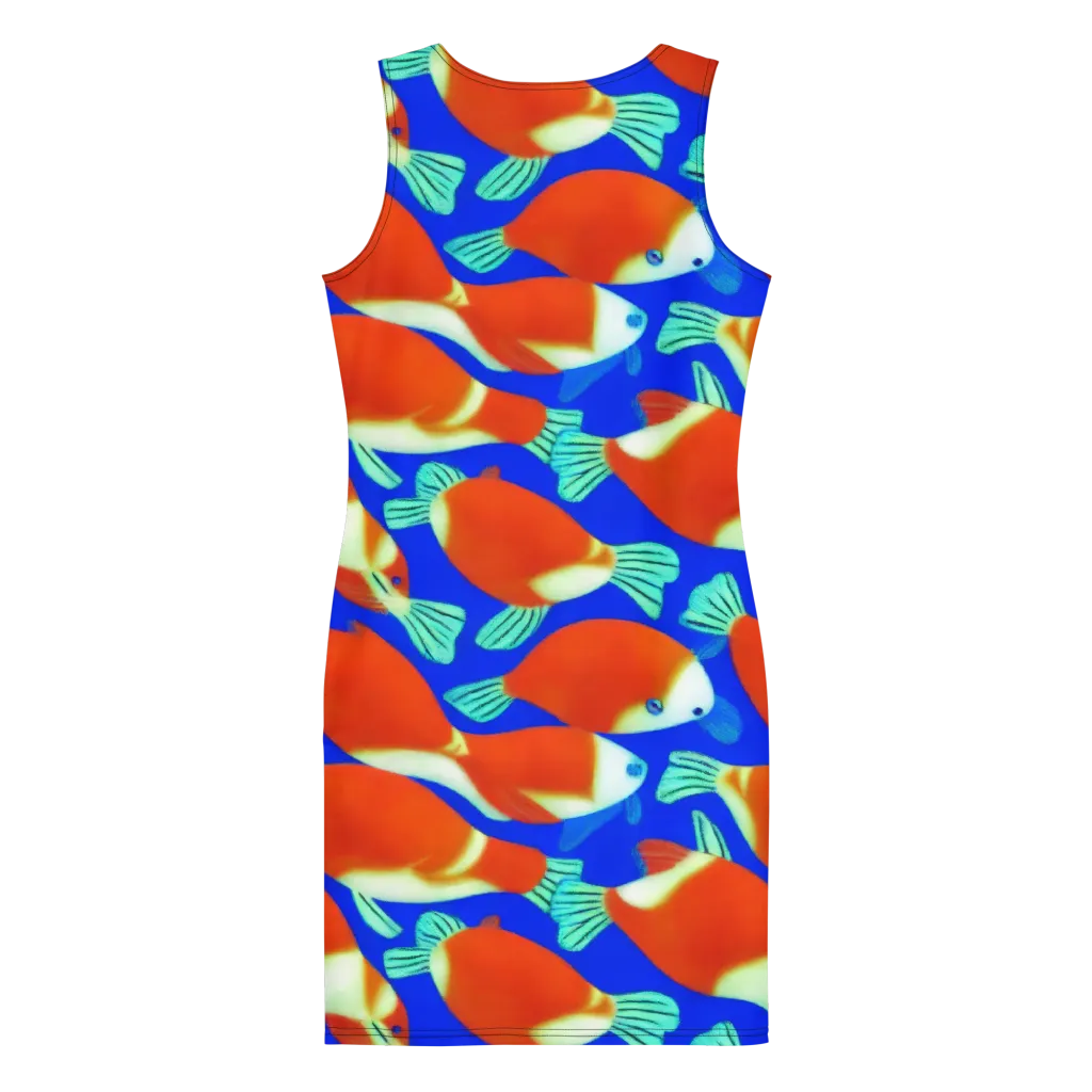 Electric Koi on Bodycon Dress — Back