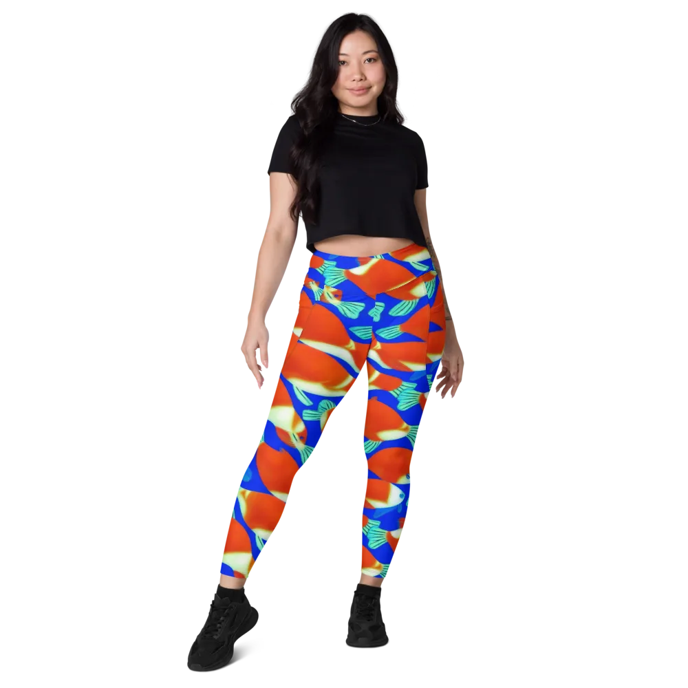 Electric Koi on Leggings with Pockets — Front