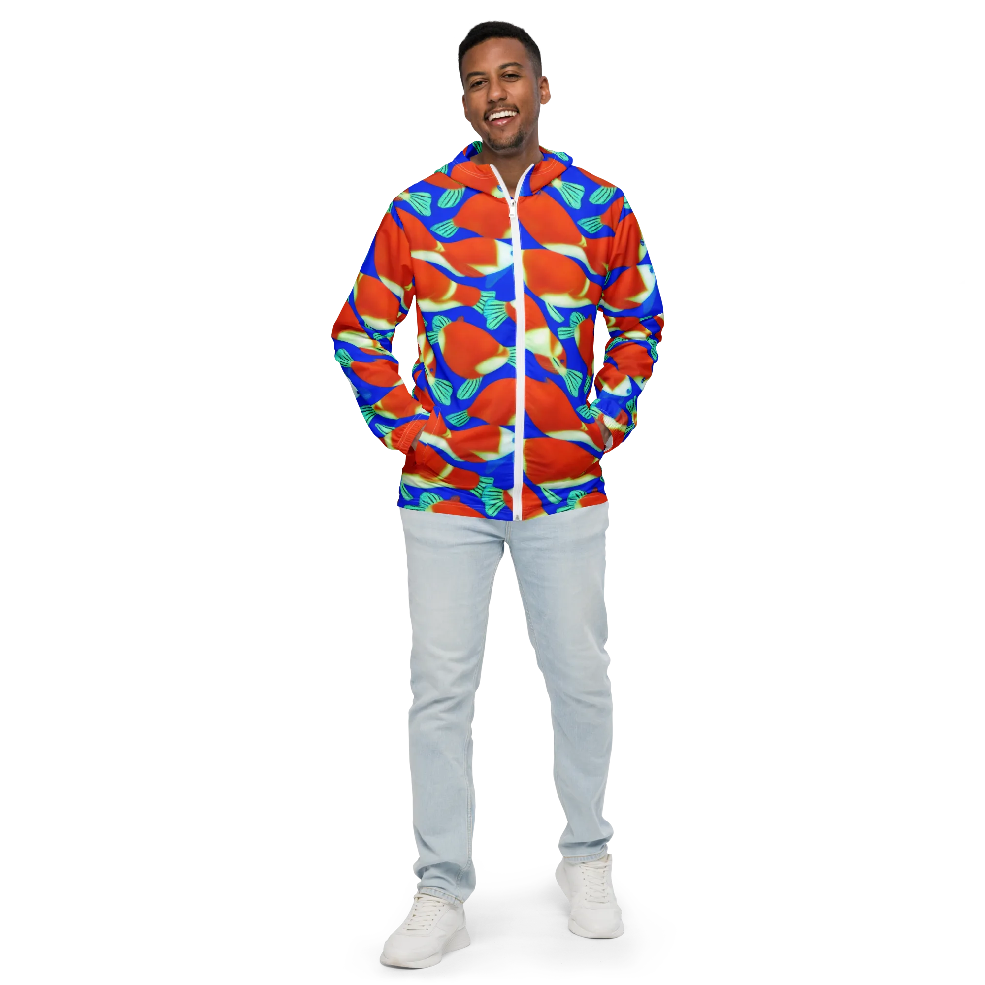 Electric Koi on Men's Windbreaker — Front