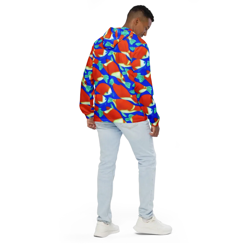Electric Koi on Men's Windbreaker — Back