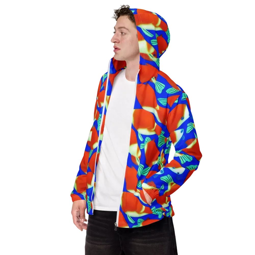 Electric Koi on Men's Windbreaker — Left Front
