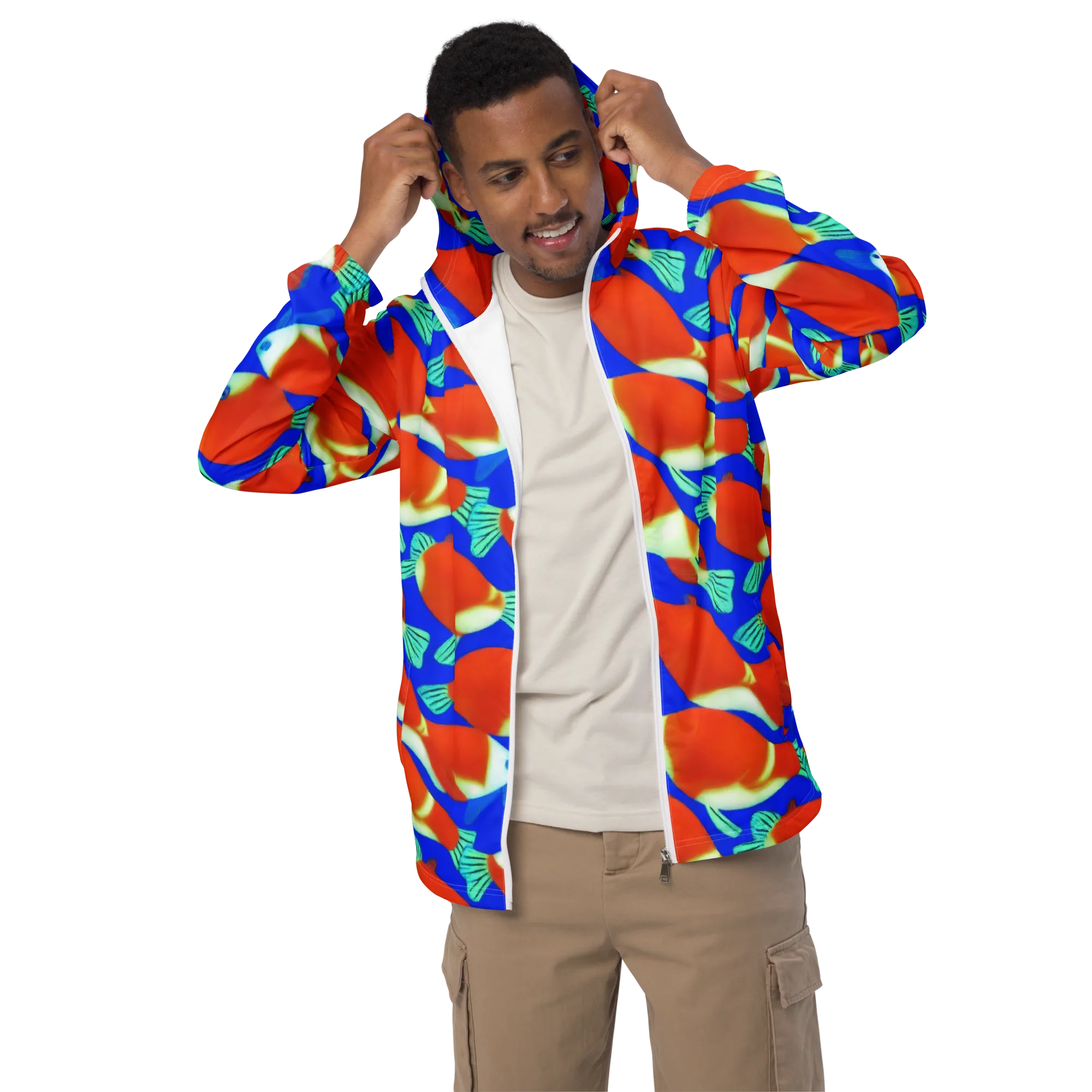 Electric Koi on Men's Windbreaker — Front