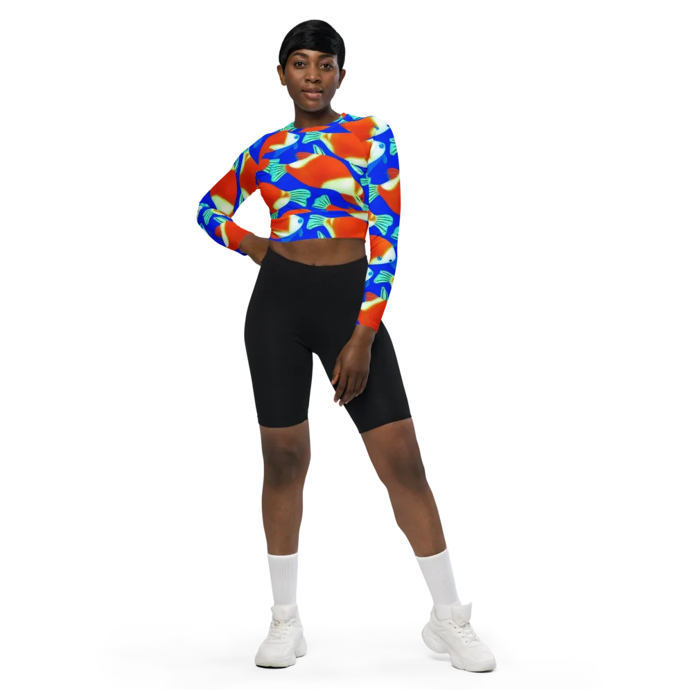 Electric Koi on Long Sleeve Crop Top — Front