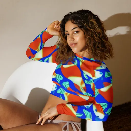Electric Koi on a Long Sleeve Crop Top