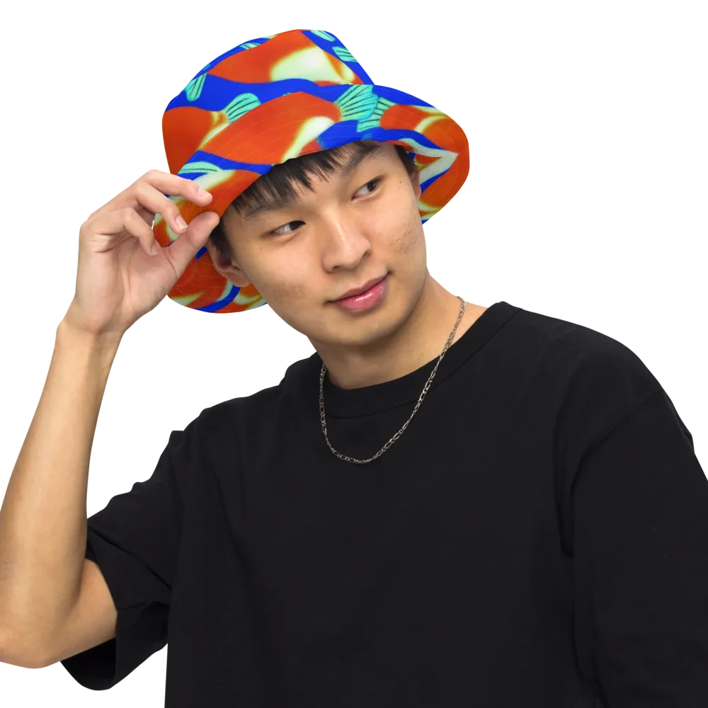 Electric Koi on Reversible Bucket Hat — Front Inside
