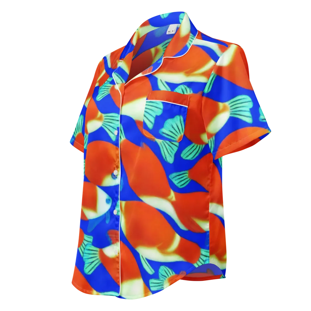Electric Koi on Women's Short Sleeve Pajama Top — Left Front