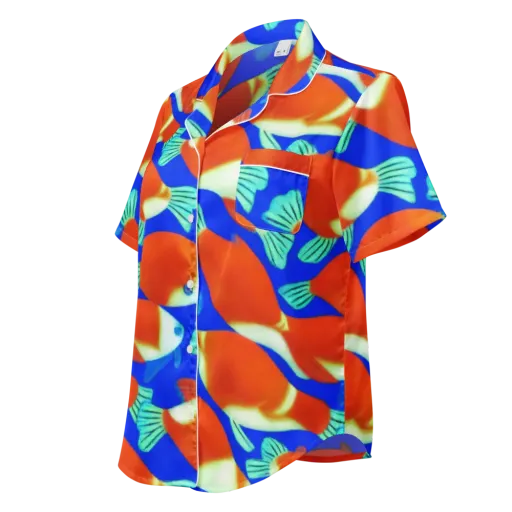 Electric Koi on a Women's Short Sleeve Pajama Top