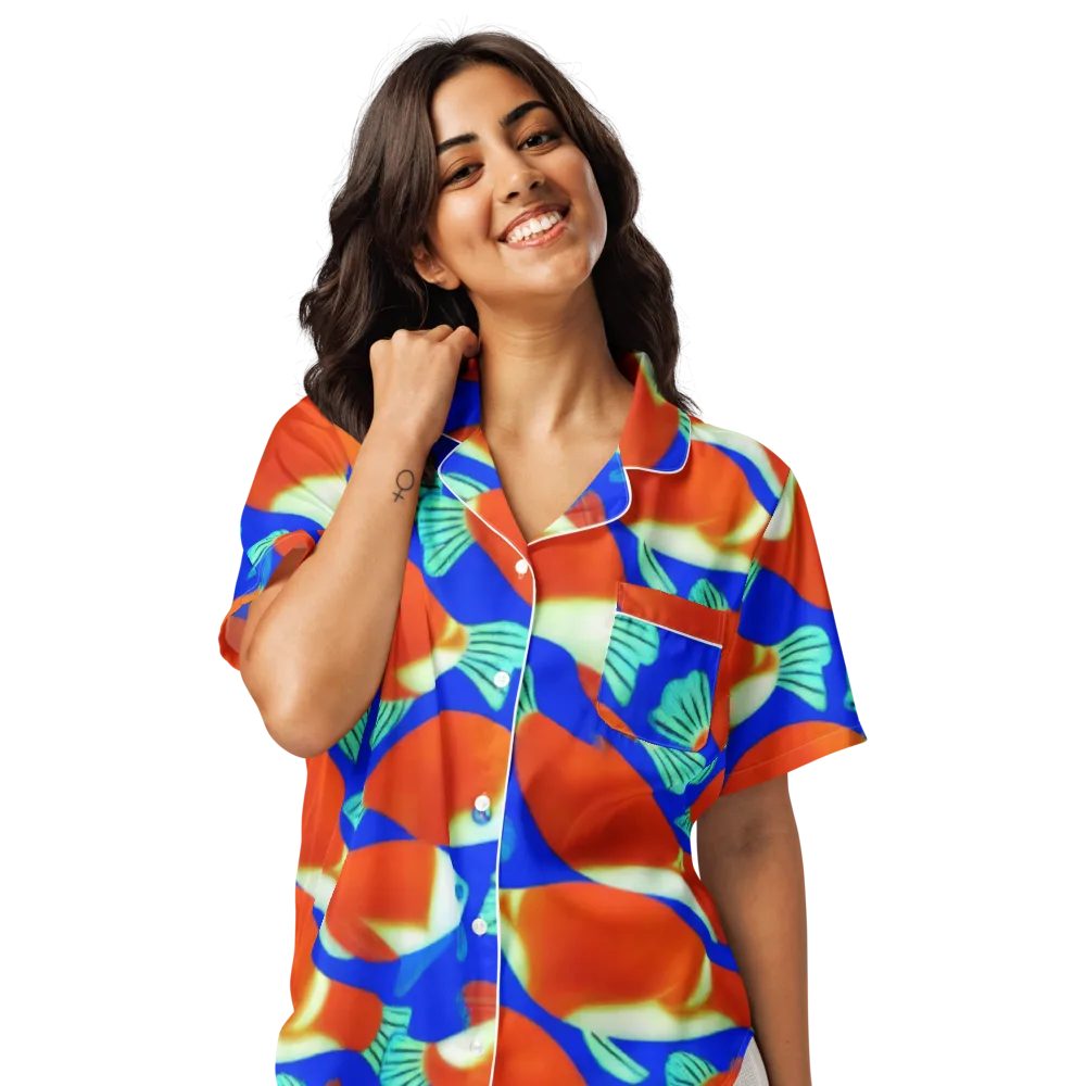 Electric Koi on Women's Short Sleeve Pajama Top — Front