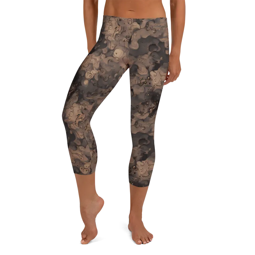 Sepia Whirlpool on Capri Leggings — Front
