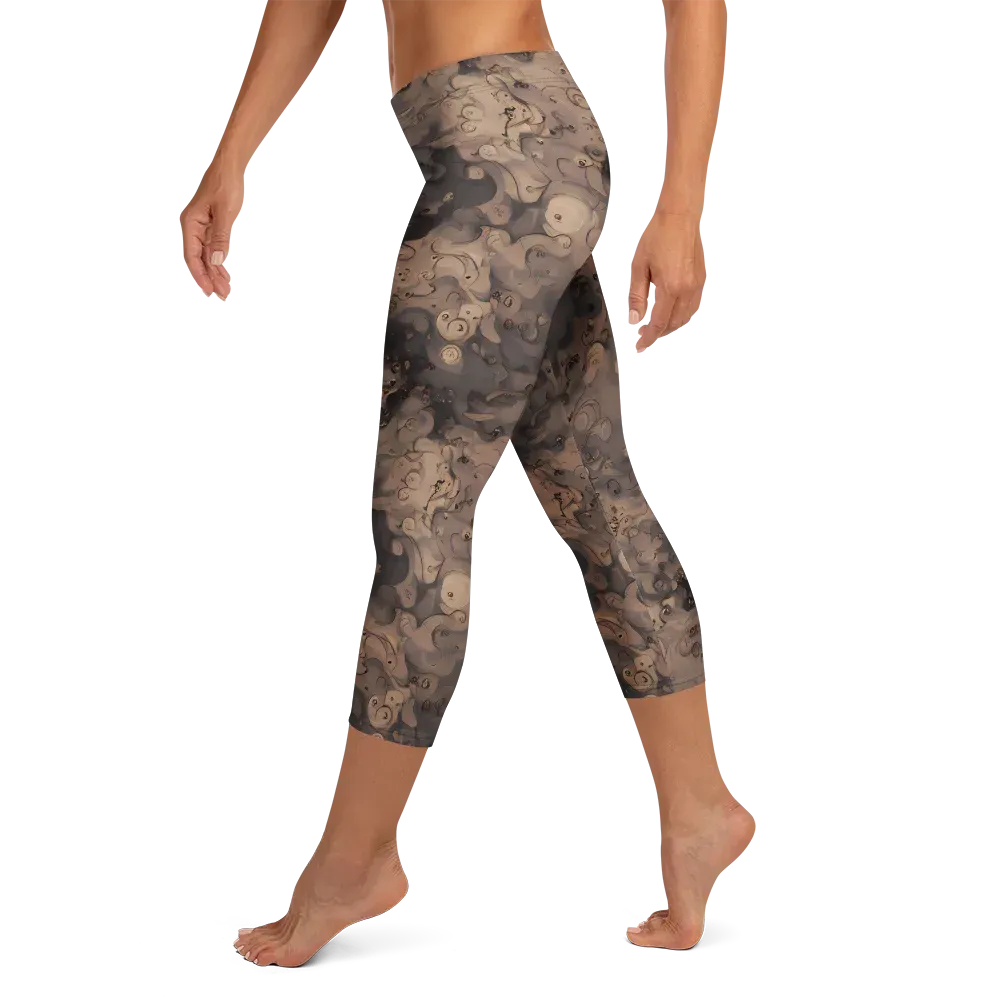 Sepia Whirlpool on Capri Leggings — Left