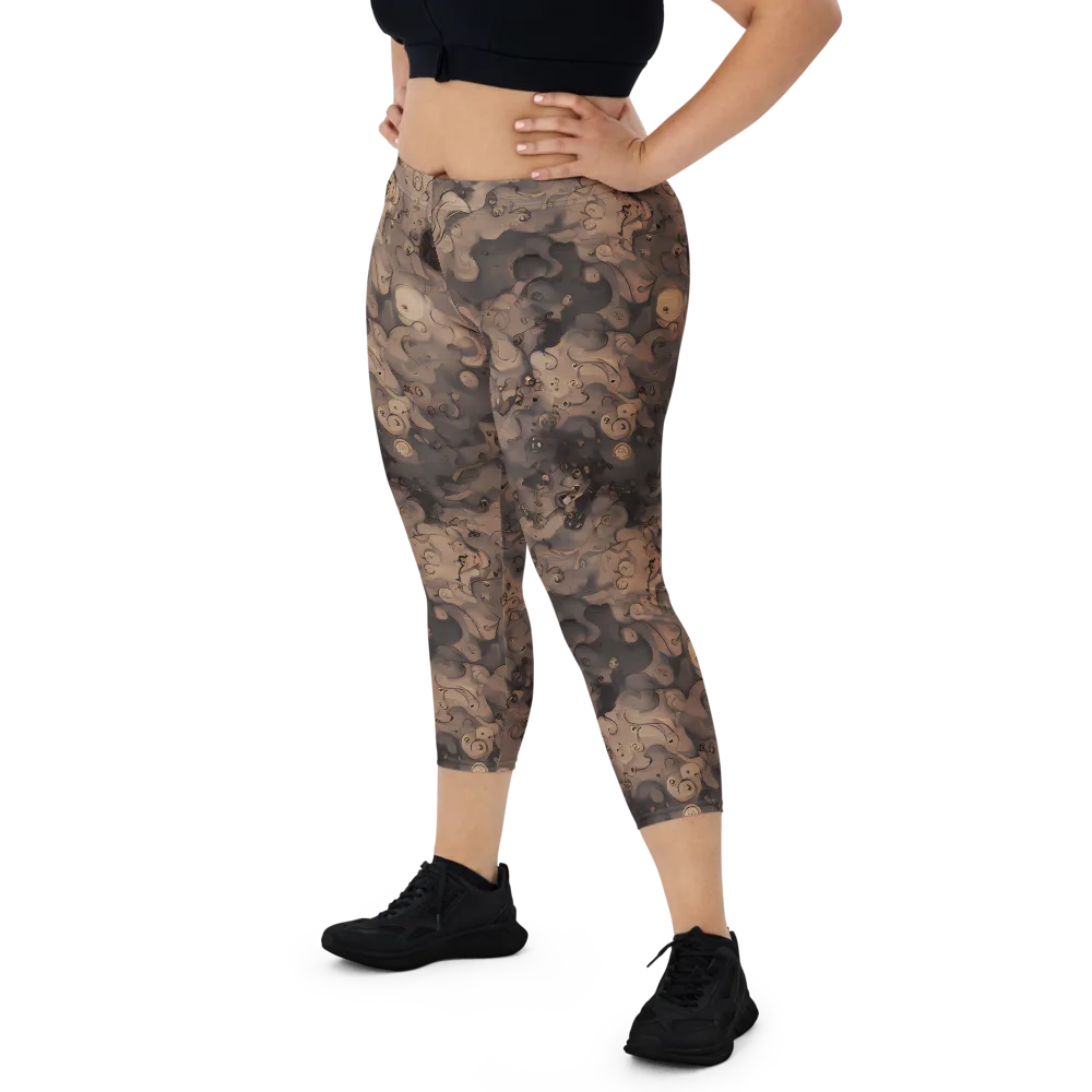 Sepia Whirlpool on Capri Leggings — Front