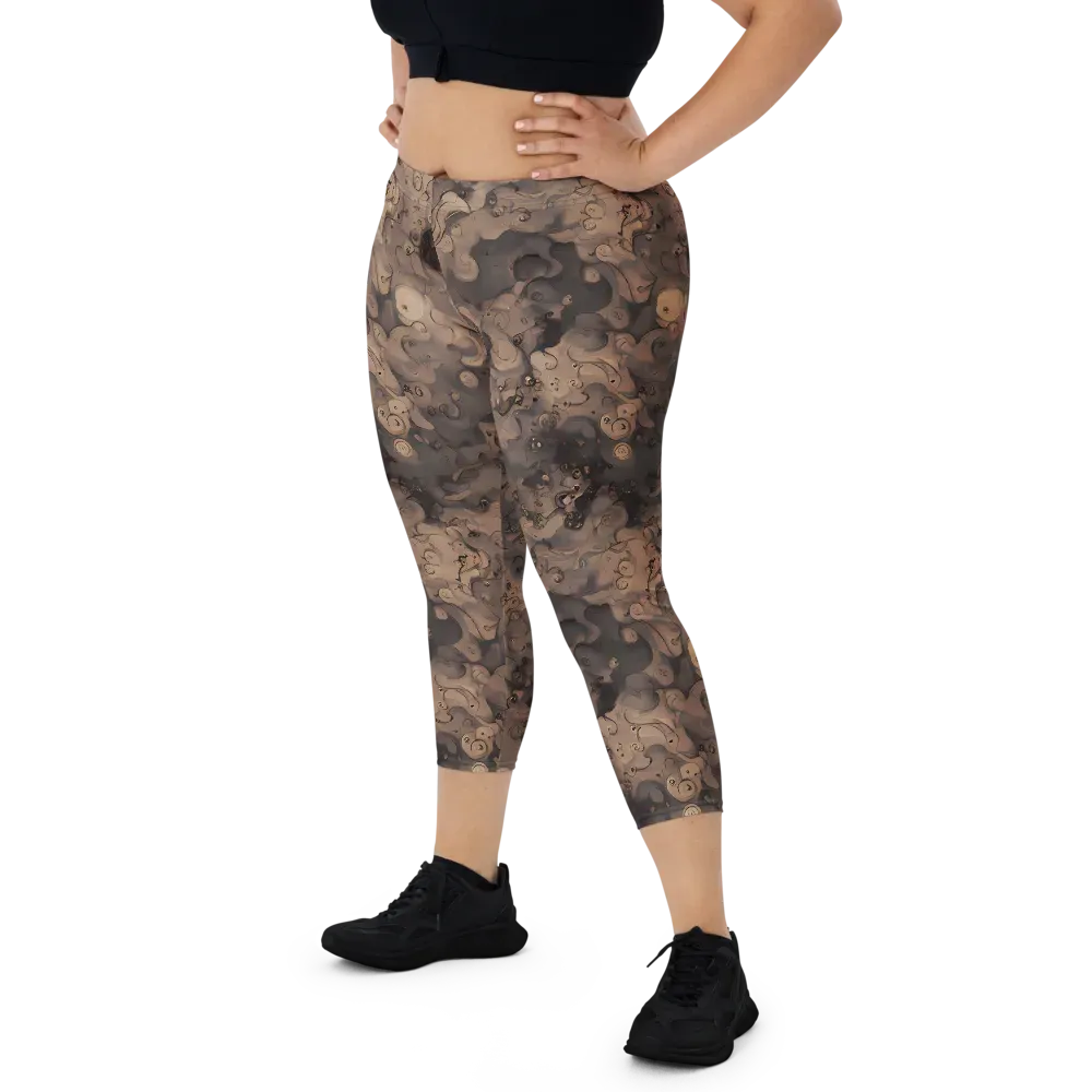 Sepia Whirlpool on Capri Leggings — Front