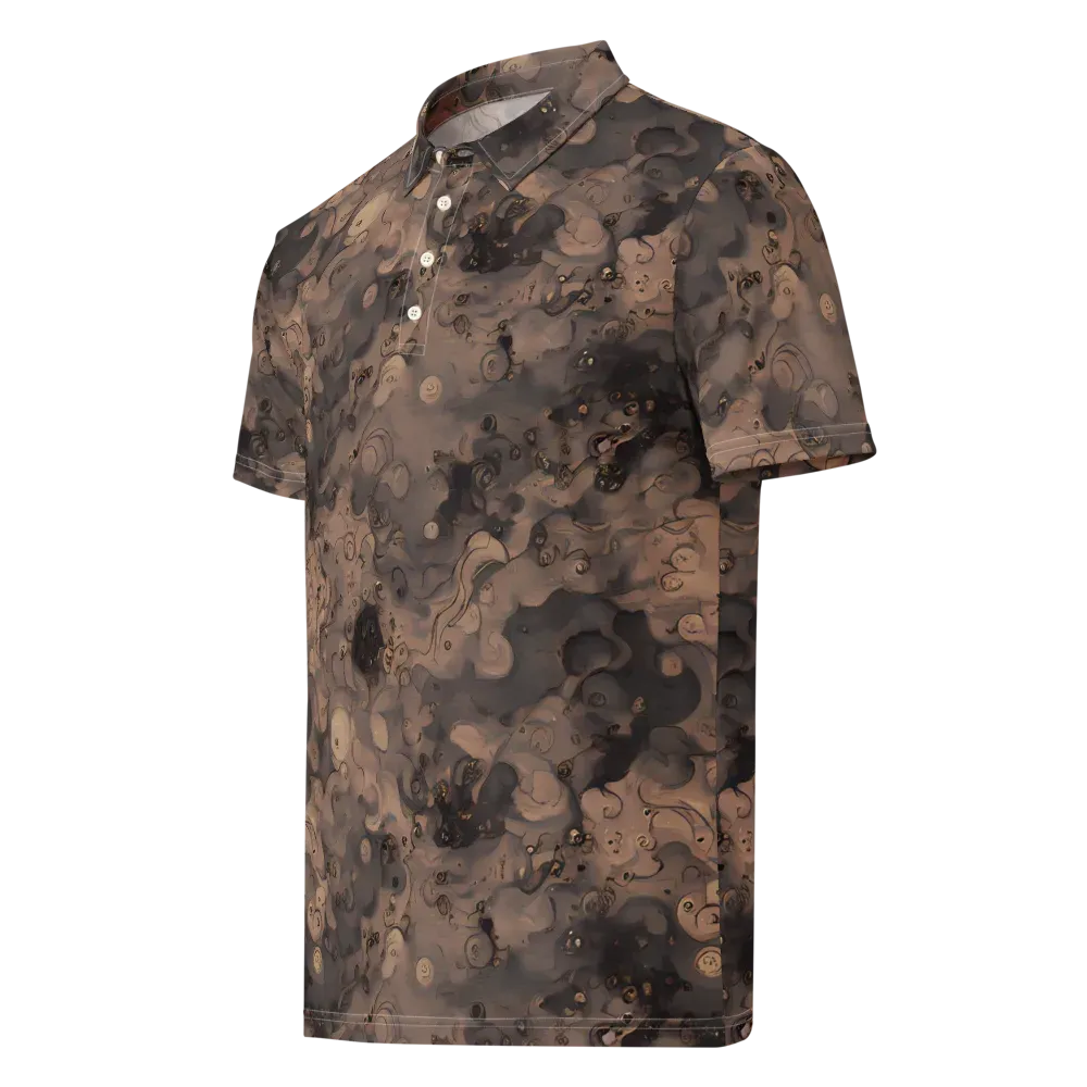 Sepia Whirlpool on Men's Slim Fit Polo Shirt — Left Front