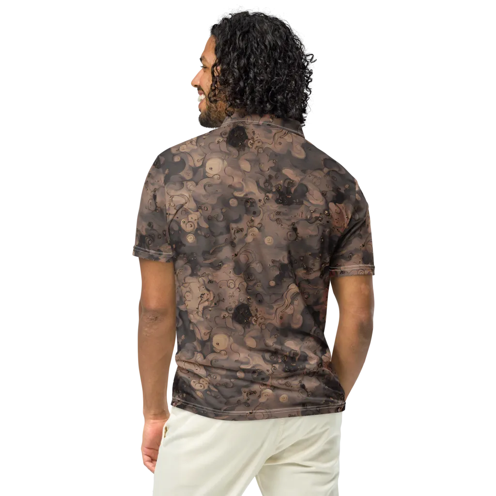 Sepia Whirlpool on Men's Slim Fit Polo Shirt — Back