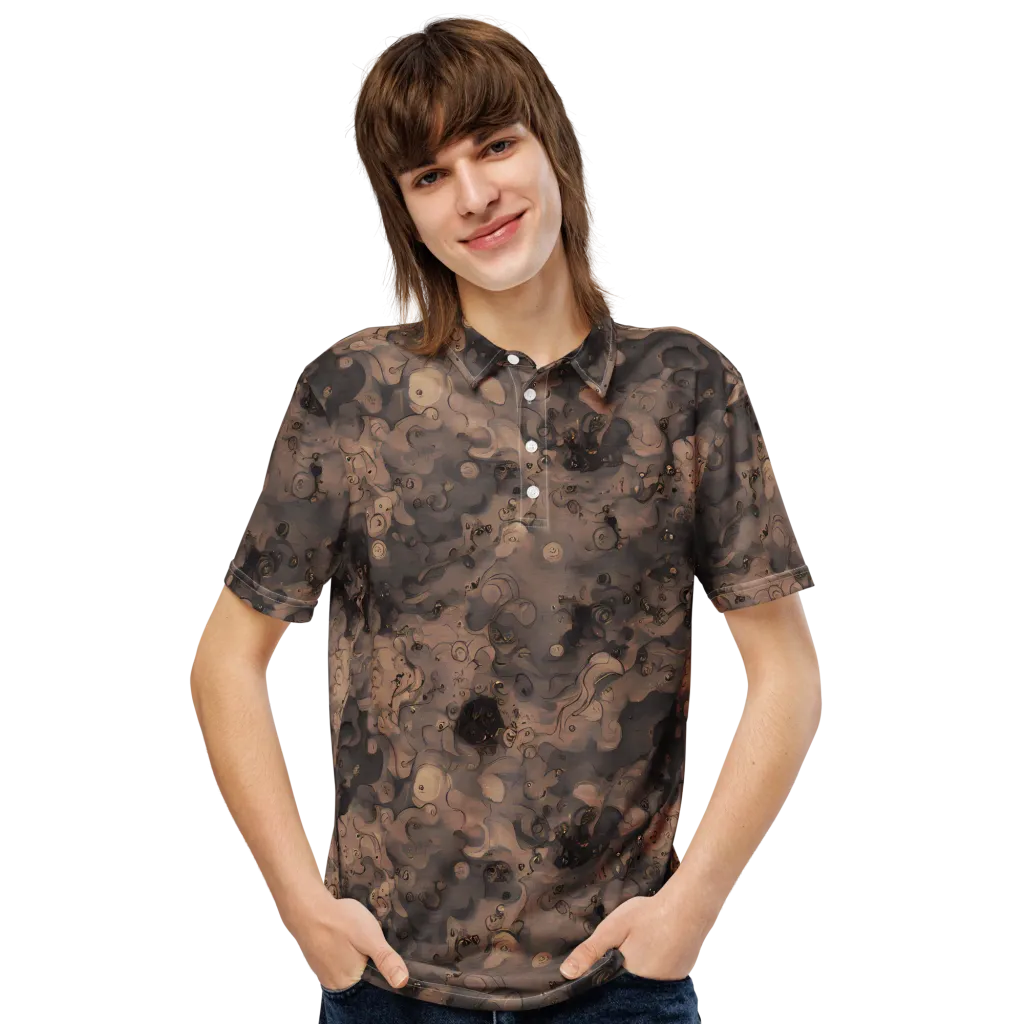 Sepia Whirlpool on Men's Slim Fit Polo Shirt — Front