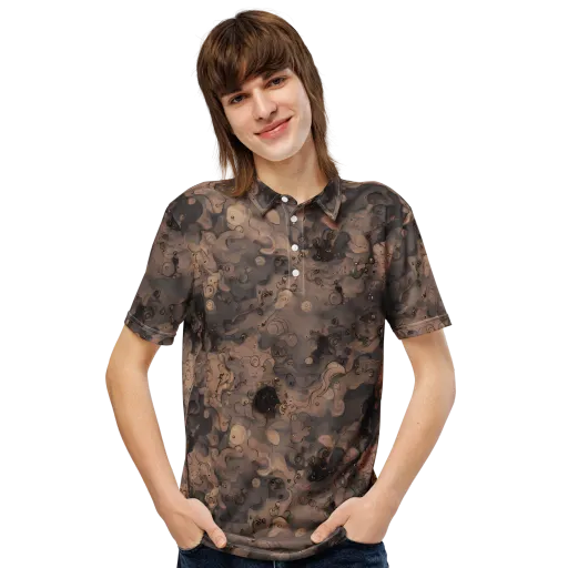 Sepia Whirlpool on a Men's Slim Fit Polo Shirt