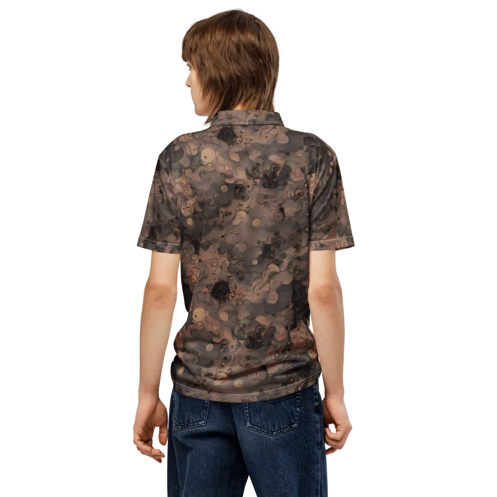 Sepia Whirlpool on Men's Slim Fit Polo Shirt — Back