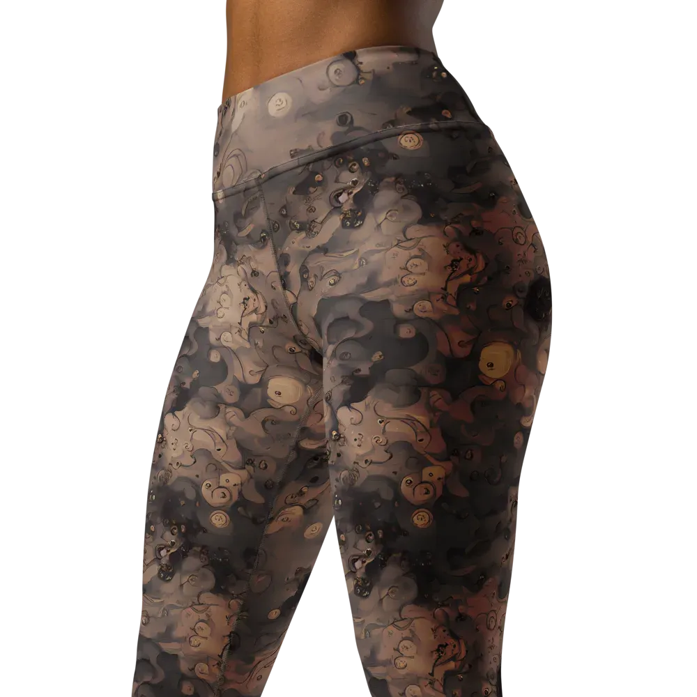 Sepia Whirlpool on Yoga Leggings — Left Front