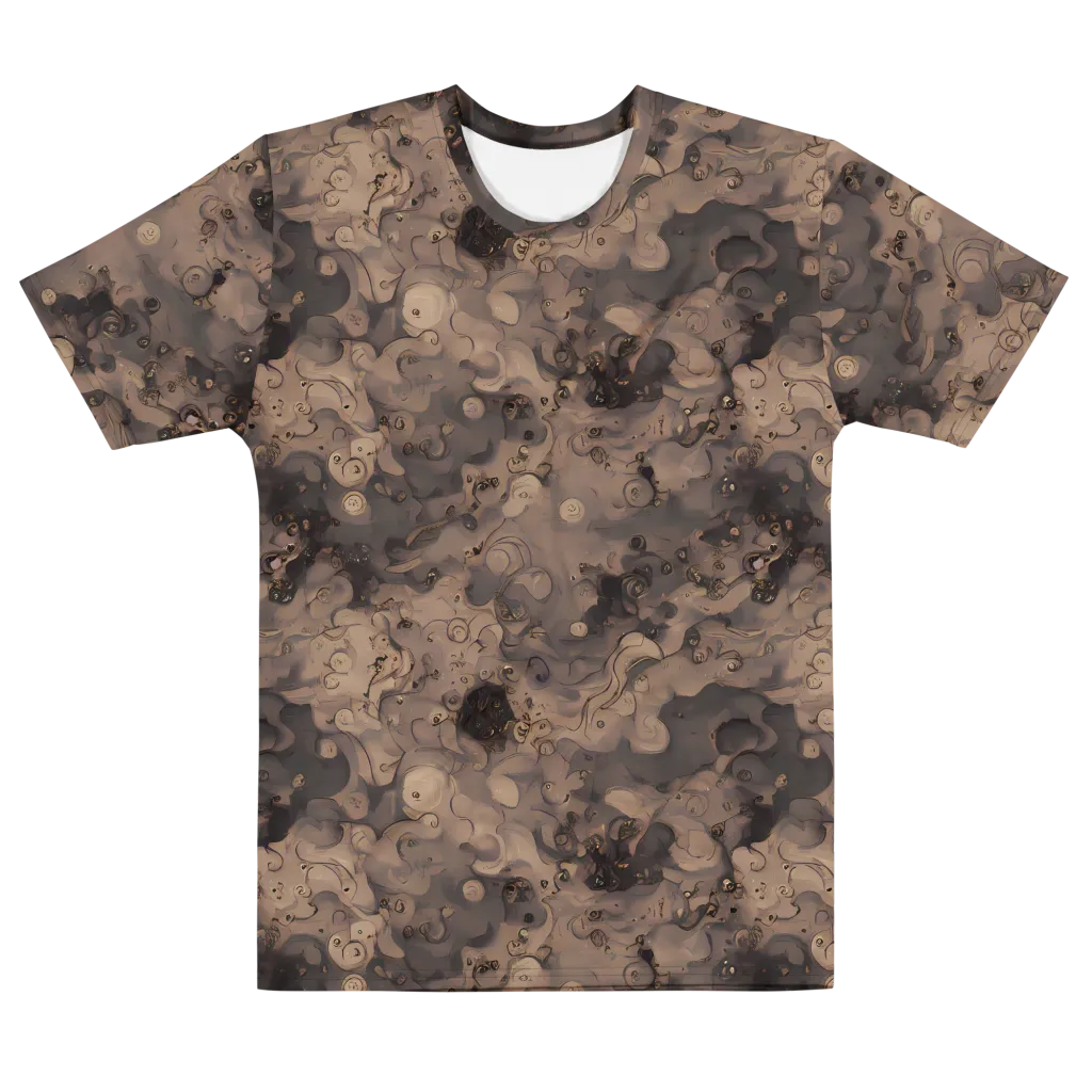 Sepia Whirlpool on Men's Cotton Crew Neck T-Shirt — Front