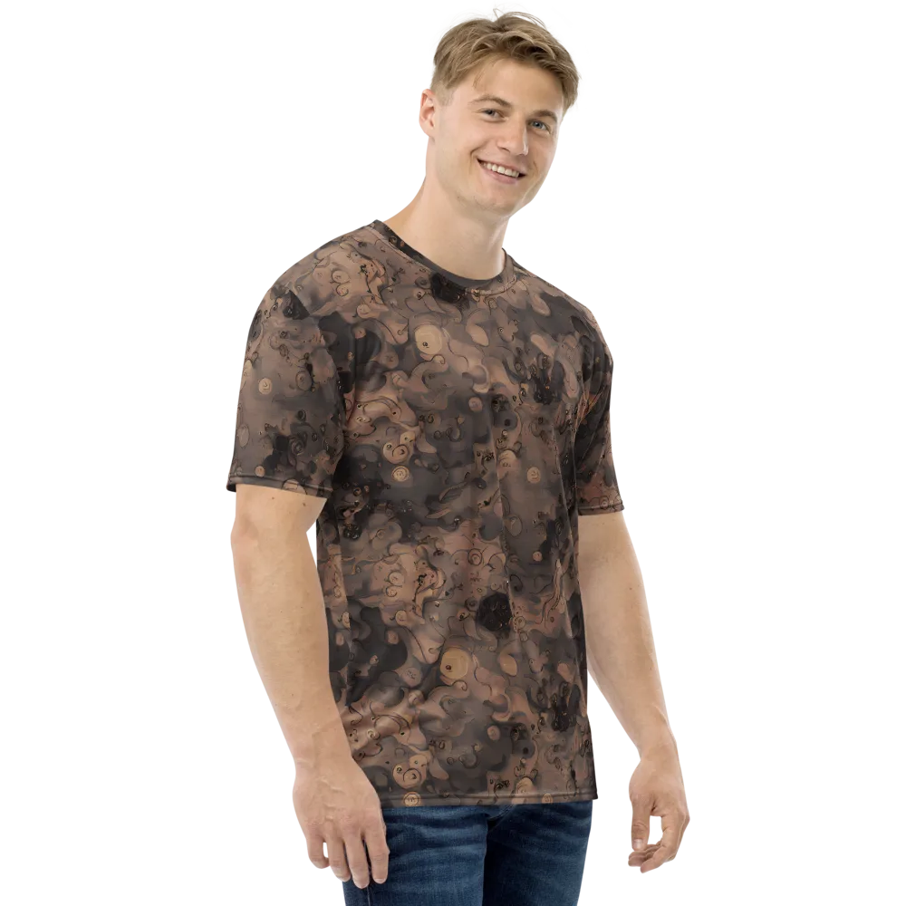 Sepia Whirlpool on Men's Crew Neck T-Shirt — Right