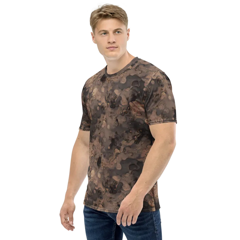 Sepia Whirlpool on Men's Crew Neck T-Shirt — Left